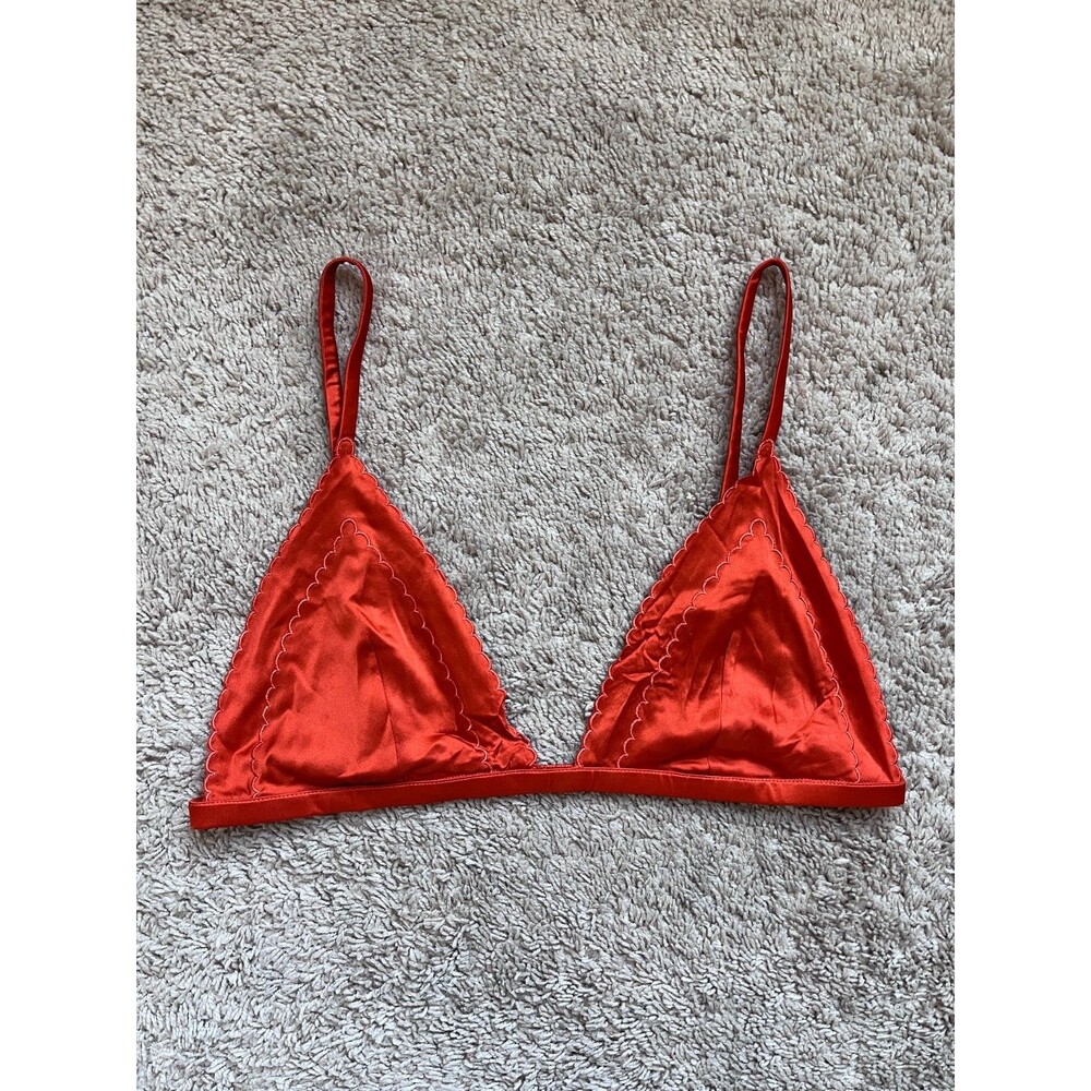 Doen Lucie Silk Bralette in Redbud (Burnt Orange) Size XXL